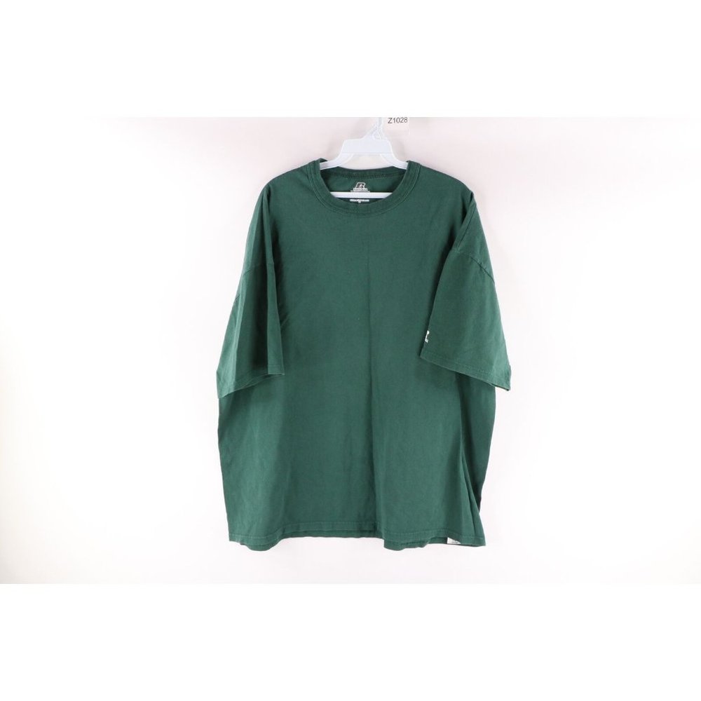 Russell Athletic Mens Size XL Faded Blank Short Sleeve T-Shirt Green Cotton
